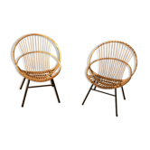 Pair of rattan armchairs by Rohe Noordwolde, 1960s, Netherlands