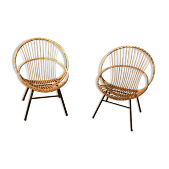 Pair of rattan armchairs by Rohe Noordwolde, 1960s, Netherlands