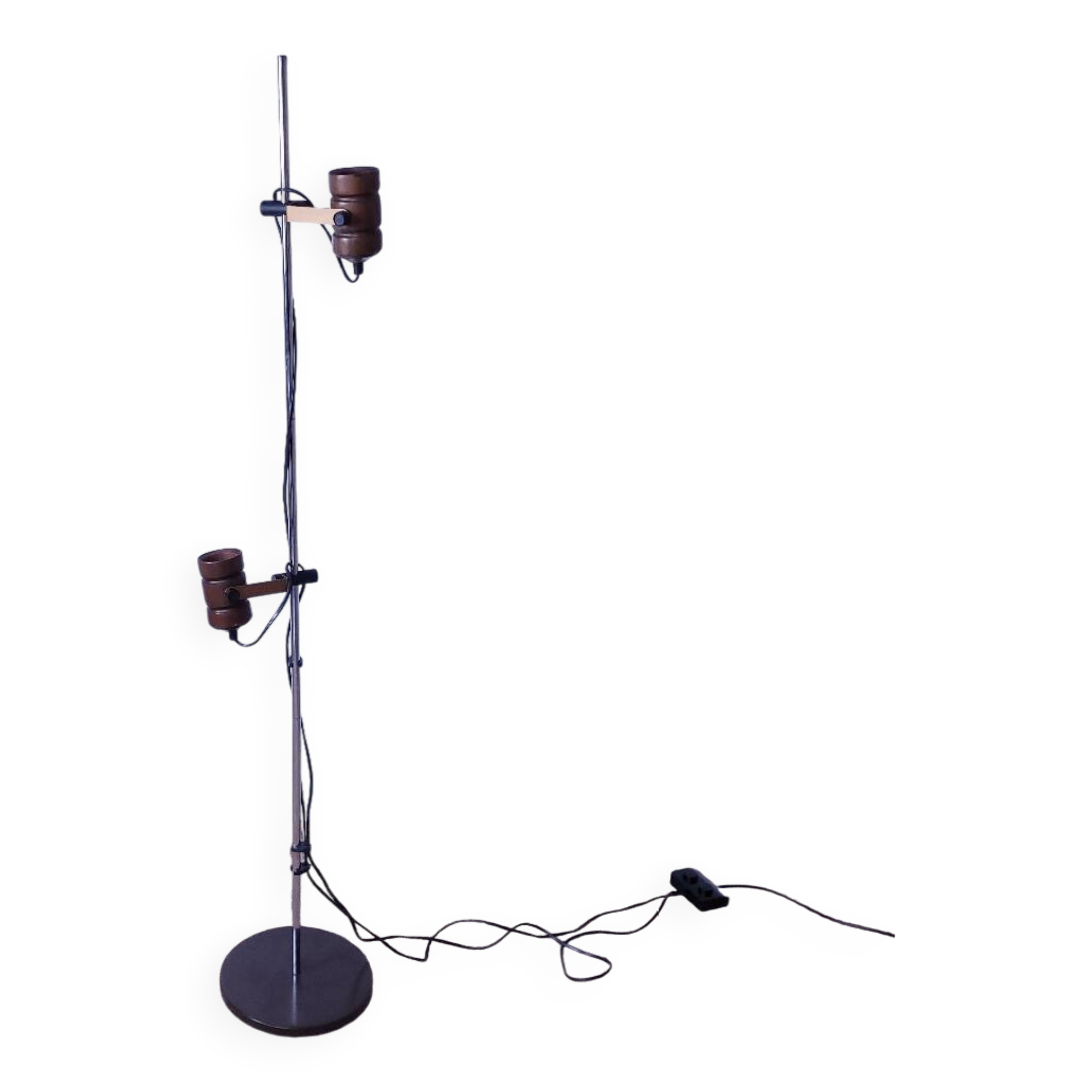 Lampadaire spots métal bois