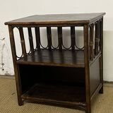 Small vintage wood and rattan bookcase shelf