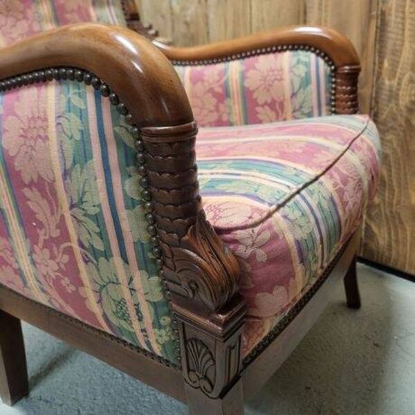 Fauteuil ancien style Empire / Restauration en acajou