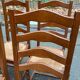 6 solid oak dining chairs with straw seats, 104cm