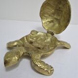 Zoomorphic turtle vintage brass ashtray