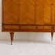 Vintage 4-door chevron wood wardrobe with mirror and gold legs.