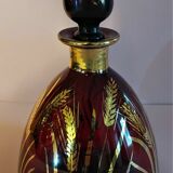 Vintage glass decanter Monaco glassware ruby and gold
