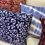 Indian blockprint cushion cover in burgundy cotton
