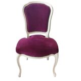 Castle chair and footrest in wood and burgundy velvet