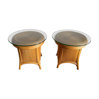 Pair of wicker bedside tables