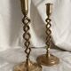 Pair of twisted brass candlesticks