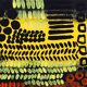 Orange, black and yellow abstract acrylic painting on stretched canvas