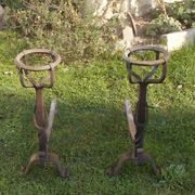 Paire de chenets landiers en fer forgé