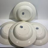 Set of 4 hollow plates, decoration insects and fruits, Manufacture Choisy le Roi Tere de Fer