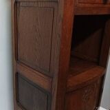 Ancienne table de nuit en bois et marbre