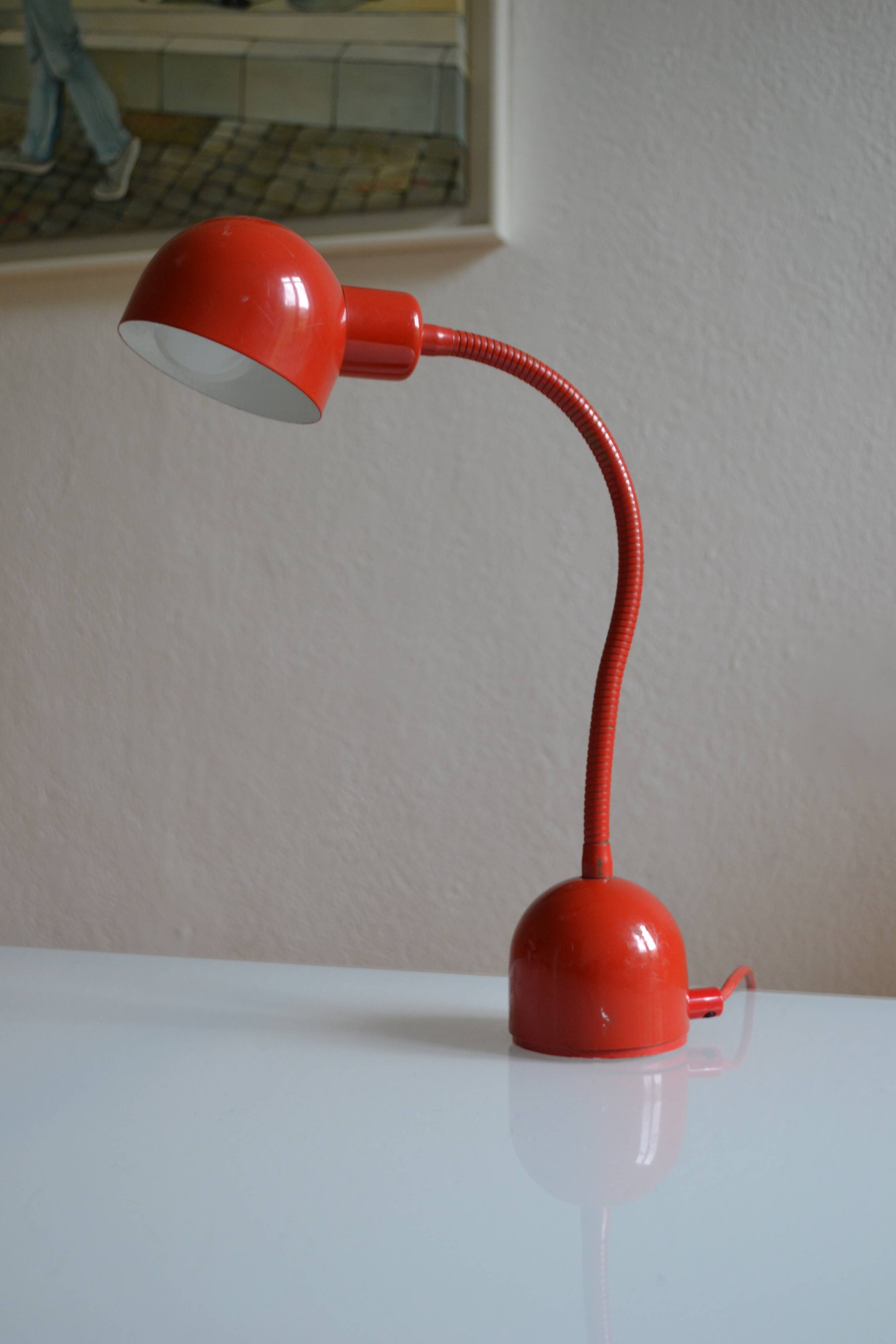 Lampe de bureau vintage France rouge Postmoderniste années 80 1980