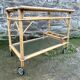 Vintage rolling dessert trolley in rattan, removable tray, Riviera style, 50s-60s.