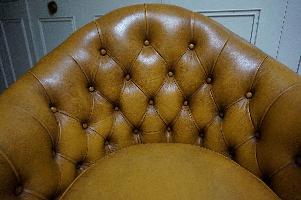 Antique Chesterfield Leather Bankers Swivel & Tilt Office Chair, 1930s
