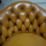 Antique Chesterfield Leather Bankers Swivel & Tilt Office Chair, 1930s