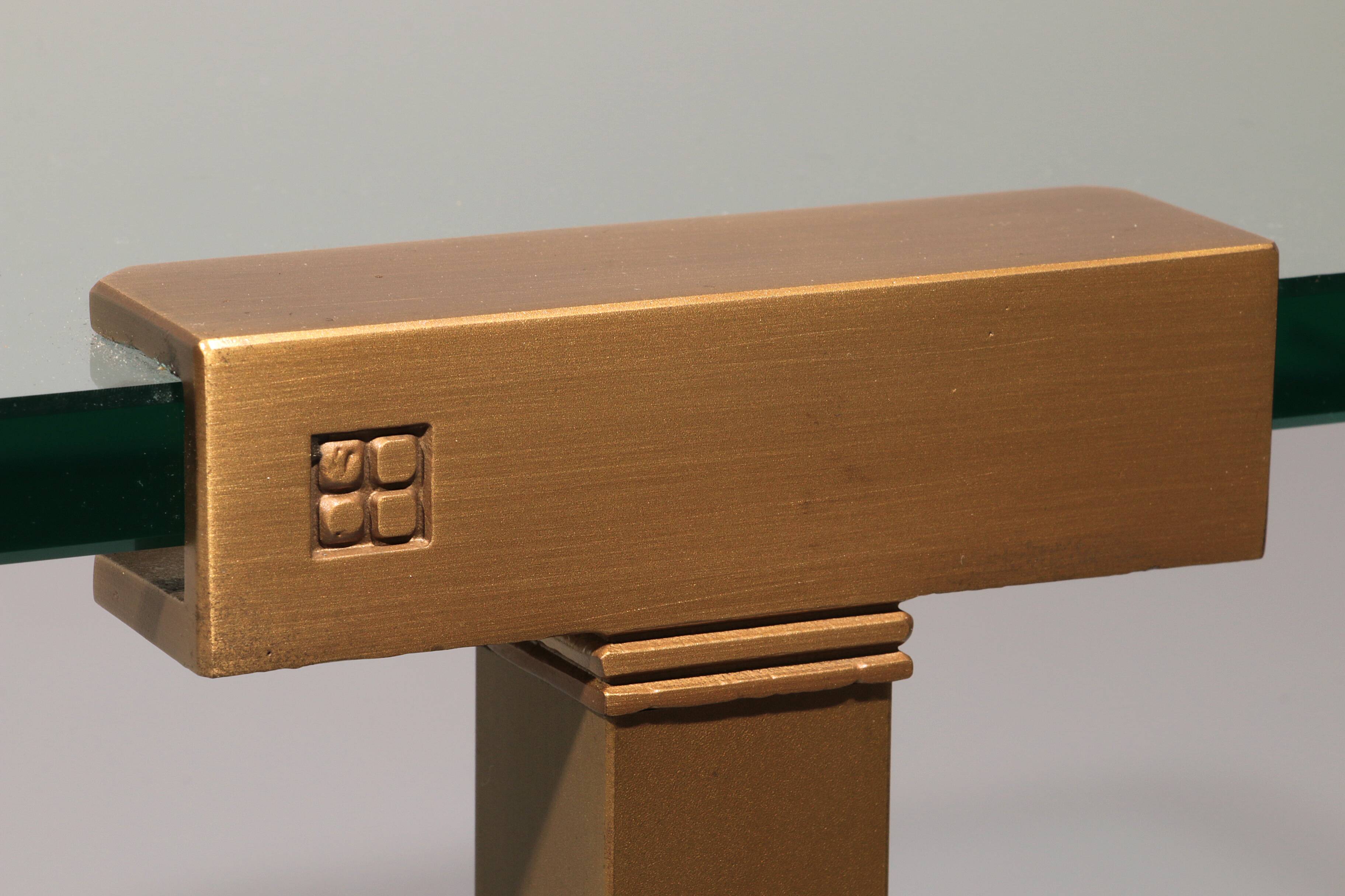 Coffee table glass and brass by Peter Ghyczy model T54 1970