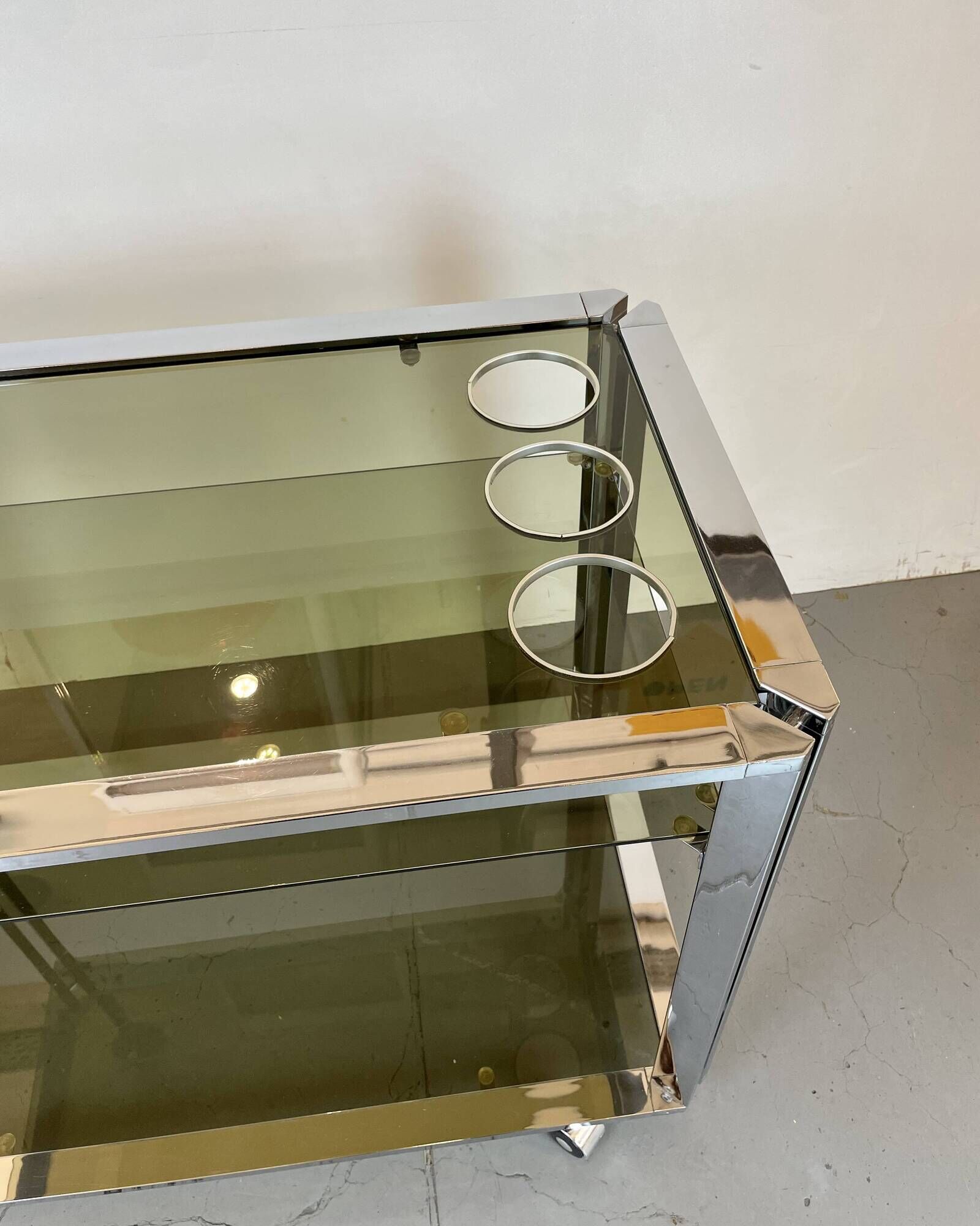 Space Age Chrome and Smoked Glass Bar Cart, 1970s