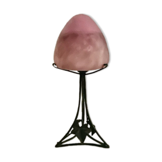 Lampe art déco pâte de verre & fer forgé