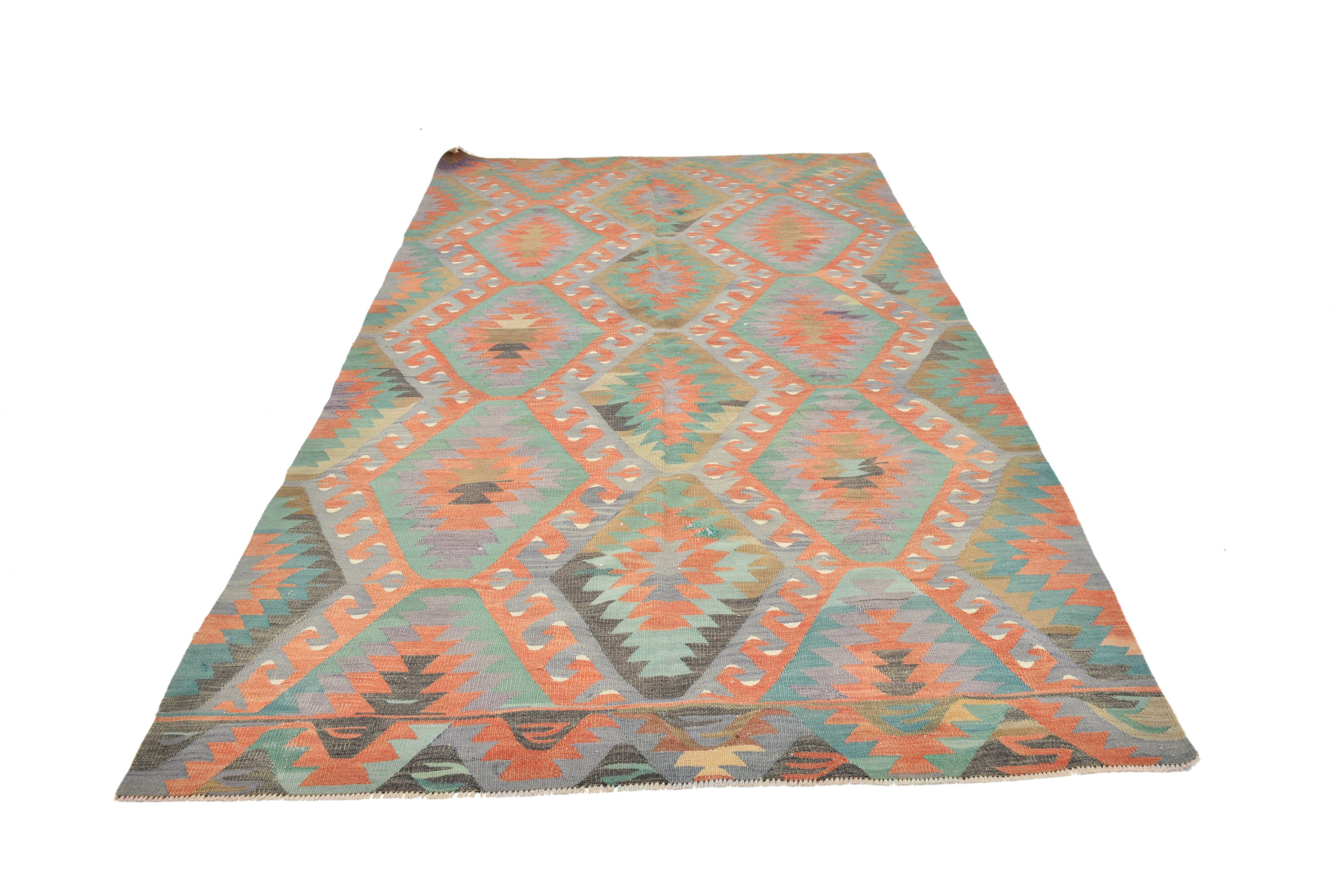 Tapis Kilim Anatolien Vintage – Tissé Main, Motifs Géométriques, 163x290 Cm
