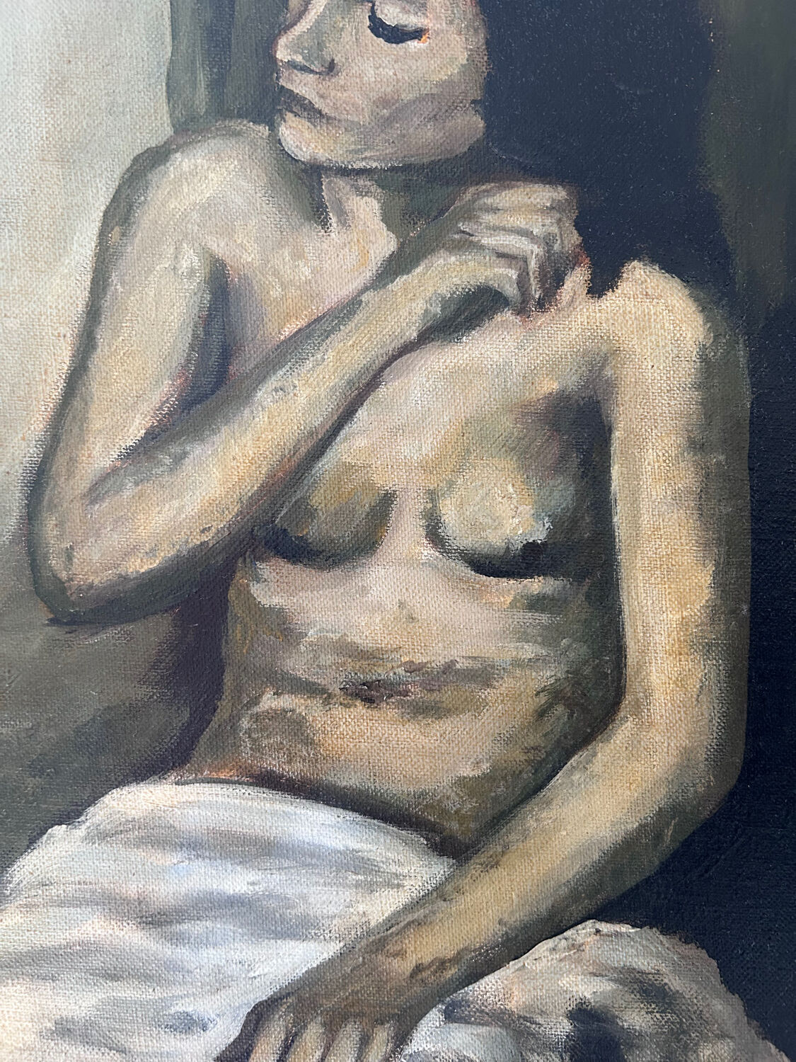 Brown female table signed R. Pauliere