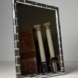 Large faux bamboo mirror chrome