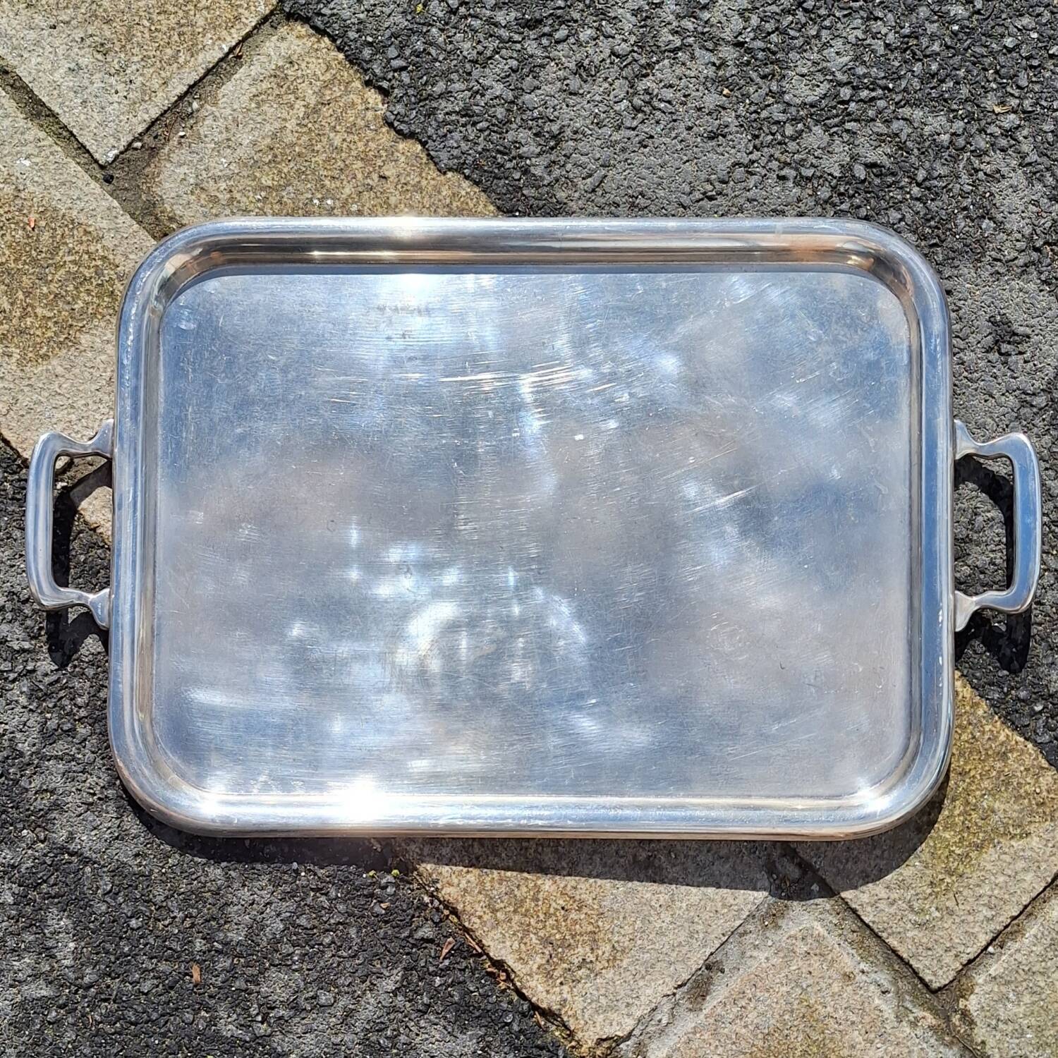 Silver-plated metal tray, US Navy