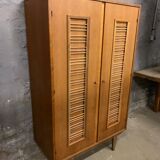 Vintage oak and rattan cabinet 1960