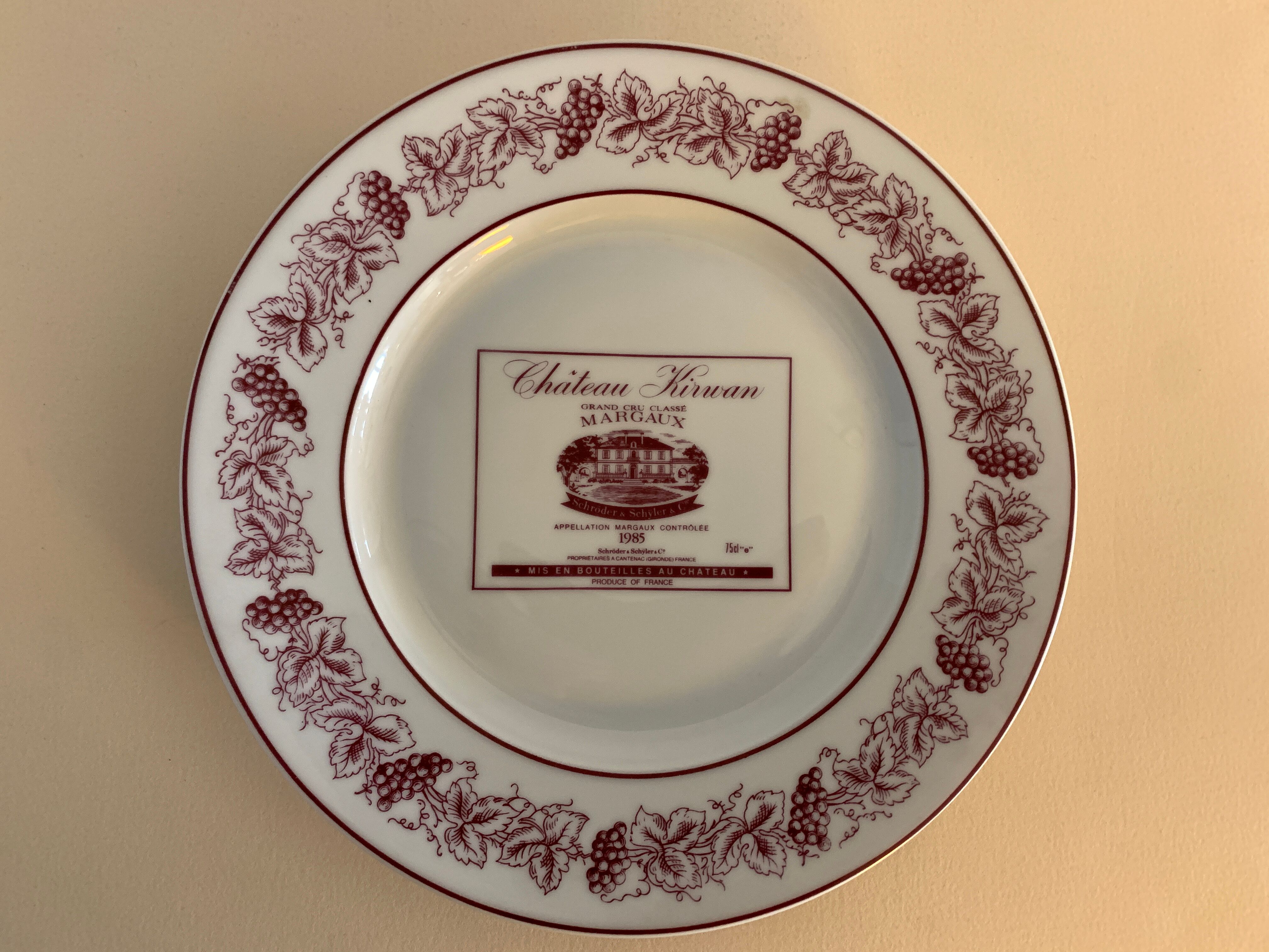 6 plates Limoges Grands Vins de Bordeaux and Châteaux du Médoc