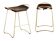 Brown stool pair without backrest with brass details.