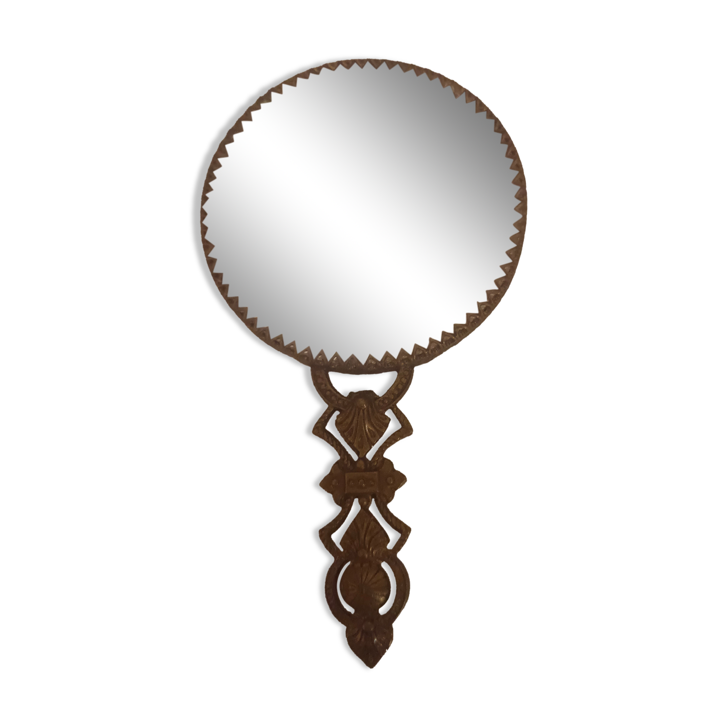 Brass hand mirror, 10 cm