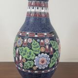 Vase bleu Art Deco à décor émaillé façon cloissoné