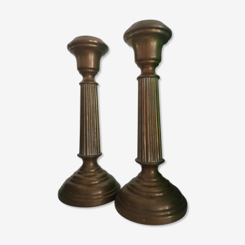 Pair of old brass candle holders 1870
