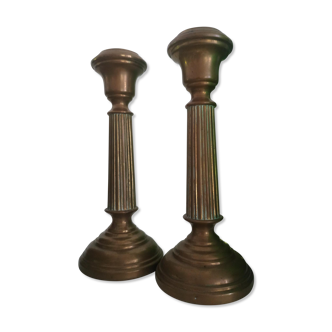 Pair of old brass candle holders 1870