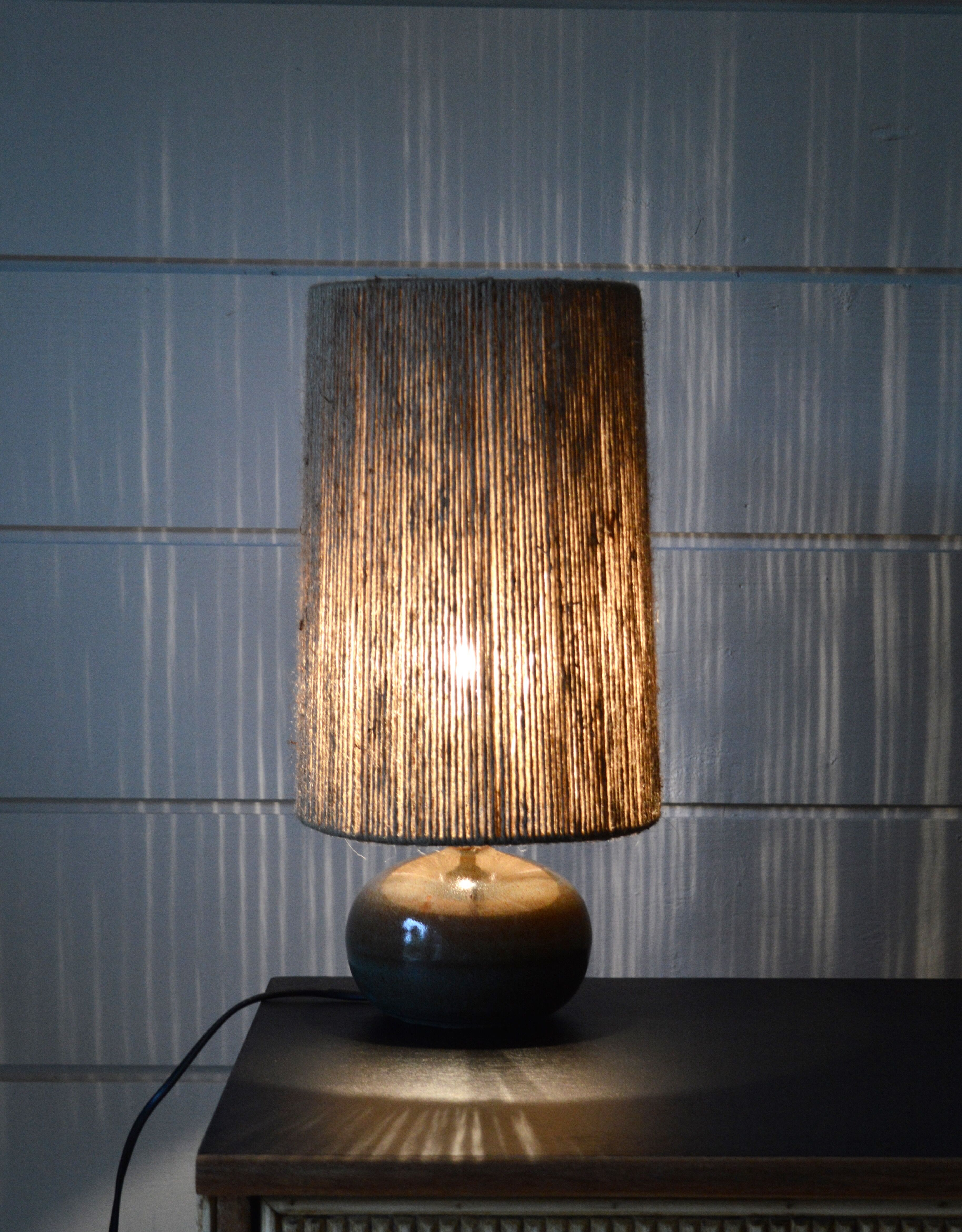 Sandstone and rattan lamp