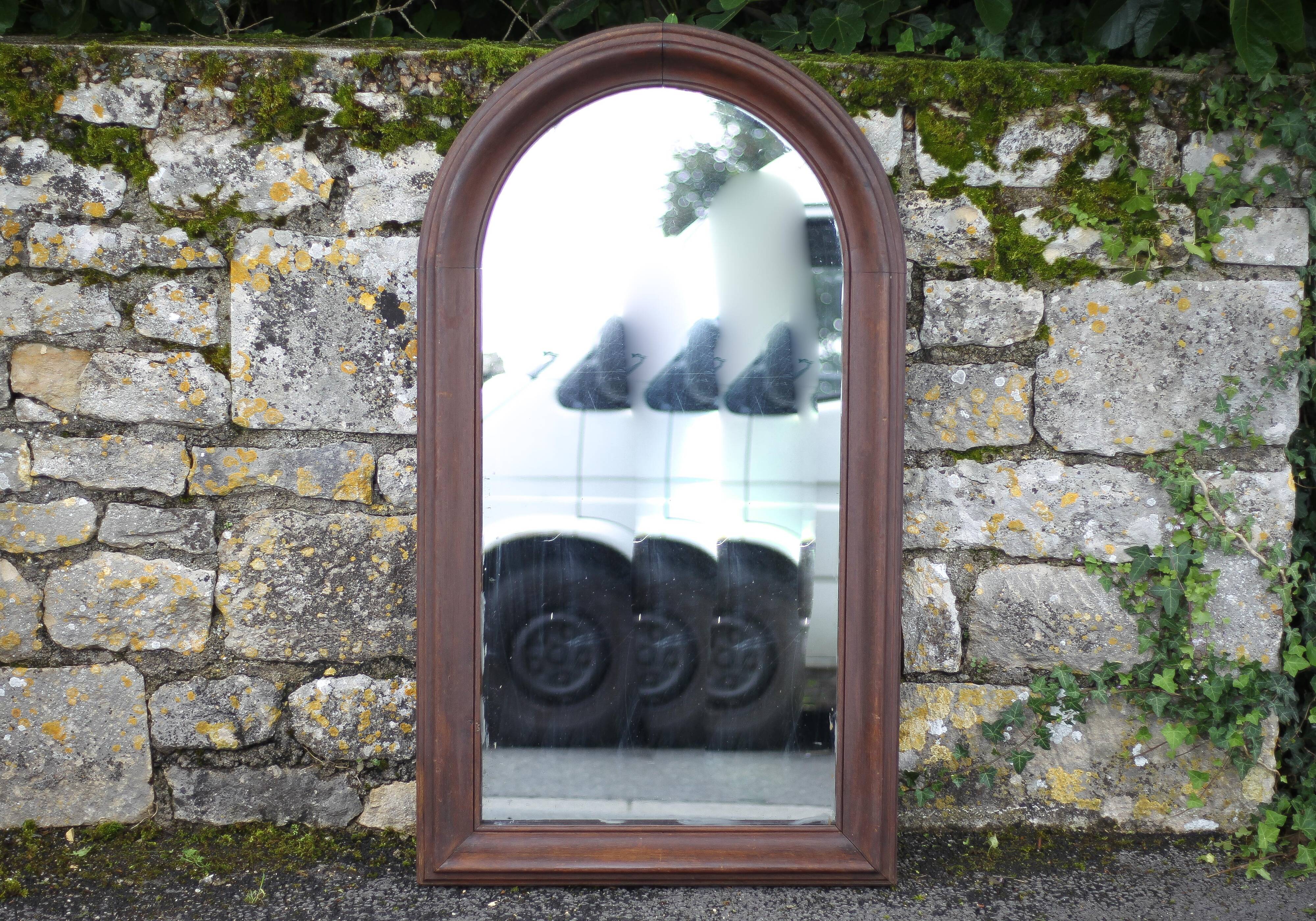 Large rounded wooden mirror, floor mirror, fireplace mirror
