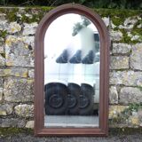 Large rounded wooden mirror, floor mirror, fireplace mirror