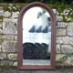 Large rounded wooden mirror, floor mirror, fireplace mirror