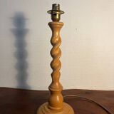 English turned wood twist lamp base from the 60s