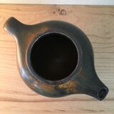 Beautiful sandstone teapot enamel brown and orange
