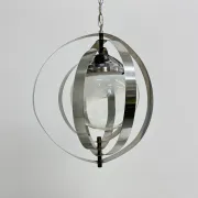 Mid-century glass sphere hanging pendant glass lamp design 1970’s space age Italy