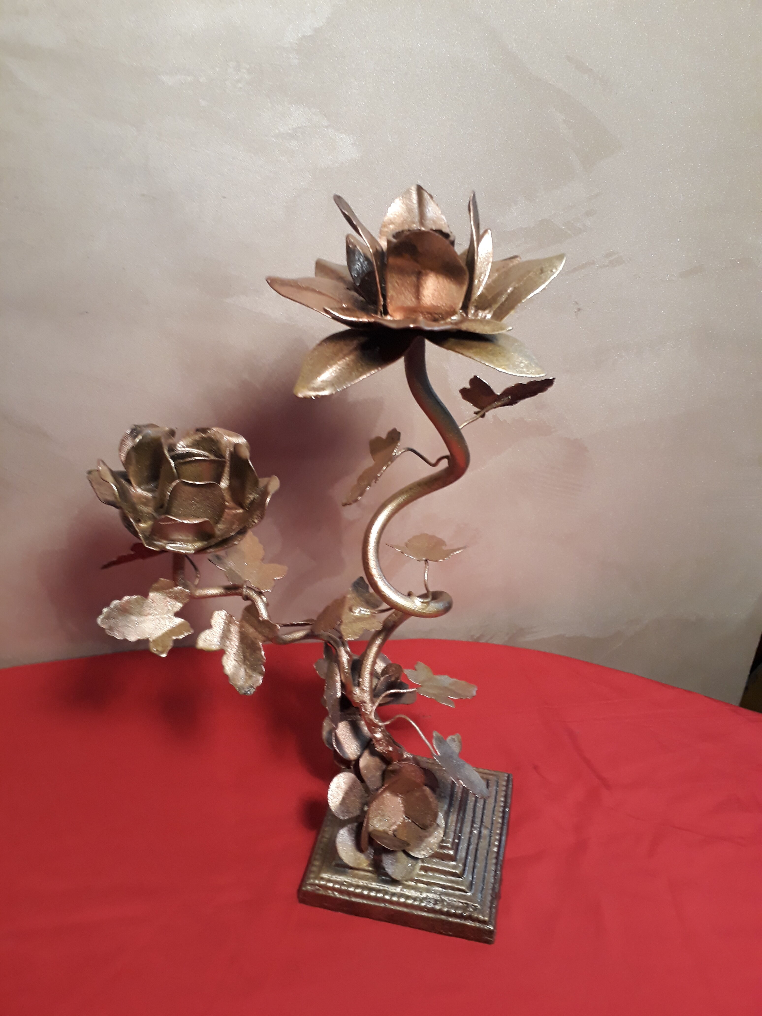 iron chandelier flower pattern and steel cast iron foot 2kg 40x24cm 1970