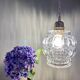 Vintage globe pendant lamp in transparent molded glass