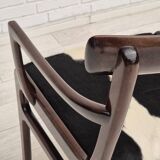 1960s, Danish design by Ole Wanscher, armchair, mahogany wood, cowhide, reupholstered.