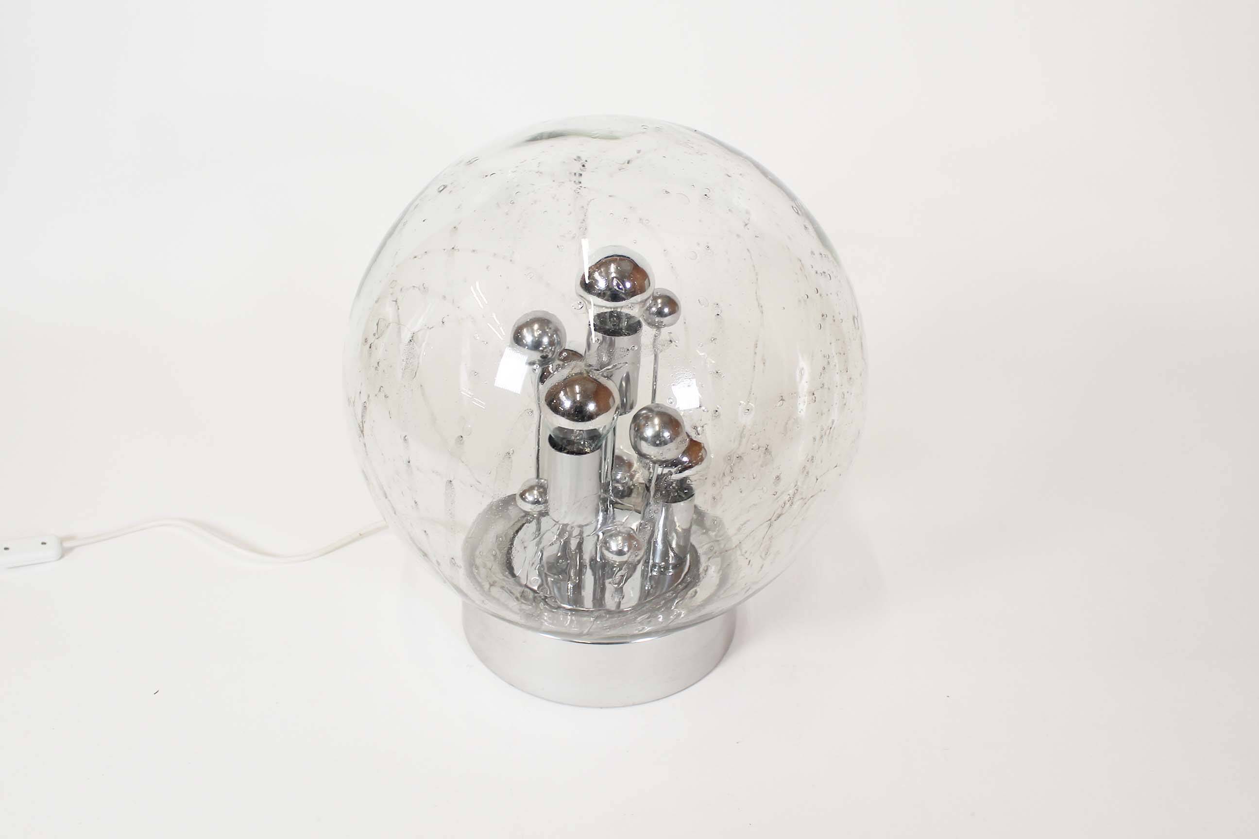 Stunning Mid-Century Modern Ice Glass Table Lamps by Doria Leuchten, Germany 1960’s