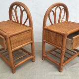 Two tables of bedside vitage bamboo /rotin