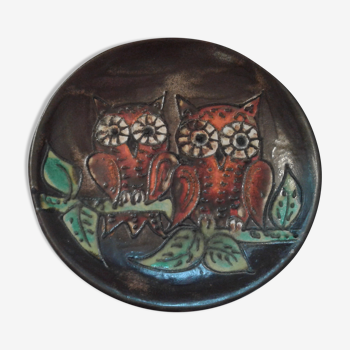 Circular dish, enamelled ceramics. 1950/1960. diameter 29 cm