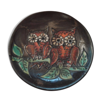 Circular dish, enamelled ceramics. 1950/1960. diameter 29 cm
