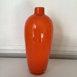 Large Empoli vase in orange glass, vintage 1960s